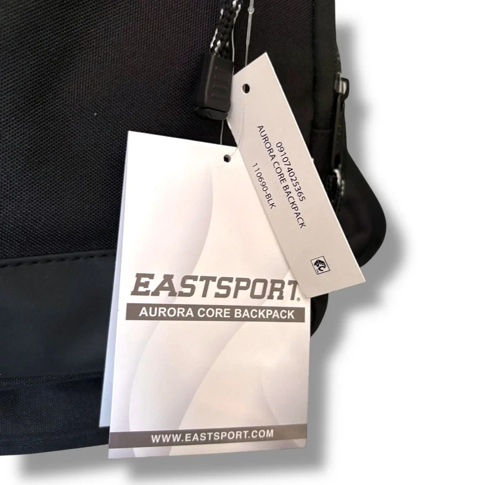 Eastport Aurora Core Backpack Black Padded Laptop Straps Water Resistant Bottom‎